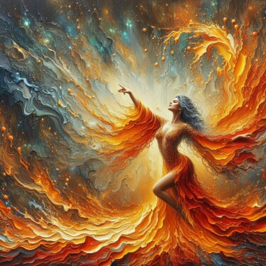 Flameborn Enchantress Digital Arts titled "Flameborn Enchantre…" by Abstract Bliss, Original Artwork, AI generated image