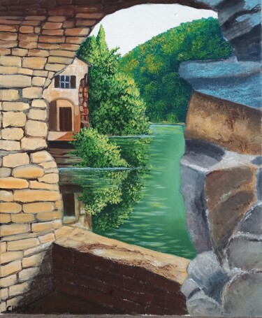 Peinture intitulée "Reflets dans l'eau" par Nathalie Choury, Œuvre d'art originale, Huile Monté sur Châssis en bois