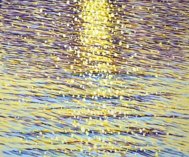 Schilderij getiteld "Golden glow 2" door Iryna Kastsova, Origineel Kunstwerk, Acryl Gemonteerd op Frame voor houten brancard