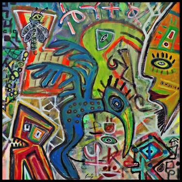 Das Bild mit dem blauen Vogel Peinture intitulée "Das Bild mit dem bl…" par Stefan Kibellus, Œuvre d'art originale, Acrylique