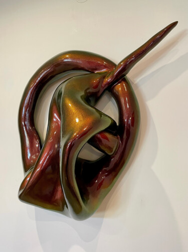 Heart of a Unicorn Sculpture titled "Heart of a Unicorn" by Olita Art, Original Artwork, Plaster Mounted on Wood Panel