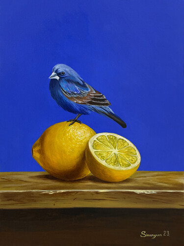 Azure Adornment Schilderij getiteld "Azure Adornment" door Gevorg Sinanyan, Origineel Kunstwerk, Olie Gemonteerd op Frame voor houten branca…