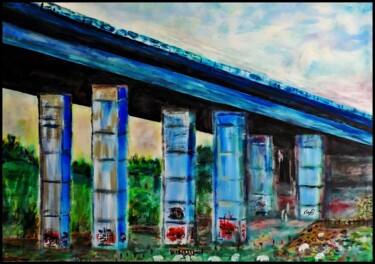 绘画 标题为“Autobahnbrücke von…” 由Stefan Kibellus, 原创艺术品, 丙烯