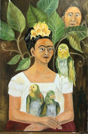 Painting titled "Elle et lui et comp…" by Anne Basch, Original Artwork, Oil Mounted on Wood Stretcher frame