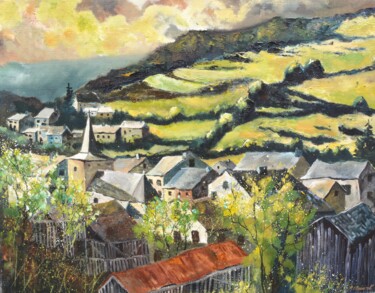 绘画 标题为“My green countryside” 由Pol Ledent, 原创艺术品, 油 安装在木质担架架上
