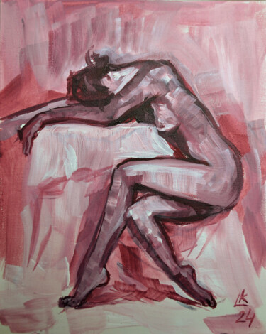 绘画 标题为“Nude woman sitting…” 由Lada Kholosho, 原创艺术品, 丙烯 安装在纸板上