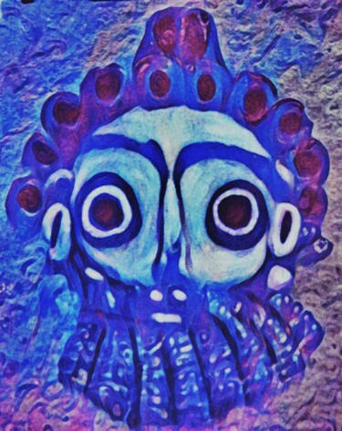 Peinture intitulée "Phoenecian Mask 3" par Salah El Moncef, Œuvre d'art originale, Huile