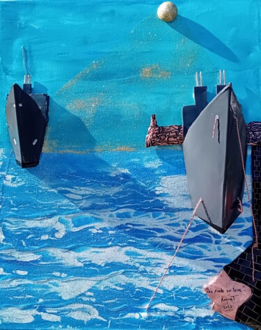 " Les pieds sur terre... " Painting titled "" Les pieds sur ter…" by Riquet Faure, Original Artwork, Oil Mounted on Wood Stretcher frame