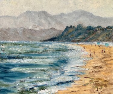 Sun-Kissed Shores - beach, seaside Peinture intitulée "Sun-Kissed Shores -…" par Alexandra Jagoda, Œuvre d'art originale, Huile Monté sur Châssis en bois