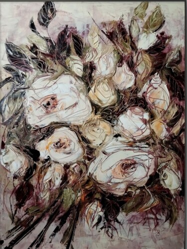 绘画 标题为“WHITE ROSES” 由Sonja Brzak, 原创艺术品, 油