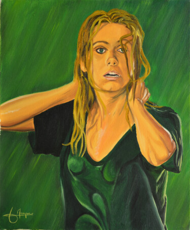 Malerei mit dem Titel "Catherine Deneuve (…" von Jacques Maupas, Original-Kunstwerk, Öl Auf Keilrahmen aus Holz montiert