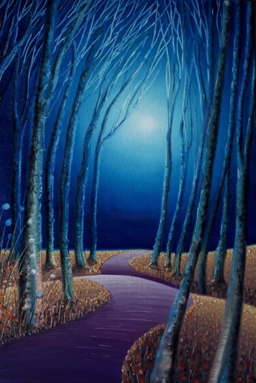 Peinture intitulée "Les racines de ciel" par Frédéric Letrun, Œuvre d'art originale, Huile Monté sur Panneau de bois