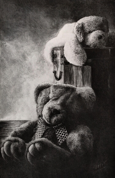图画 标题为“Nounours” 由Nicolas Maire, 原创艺术品, 木炭
