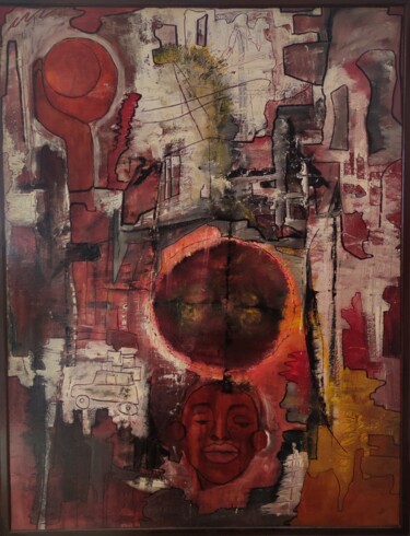 Peinture intitulée "Awa et le Monde" par Blonval, Œuvre d'art originale, Acrylique Monté sur Châssis en bois