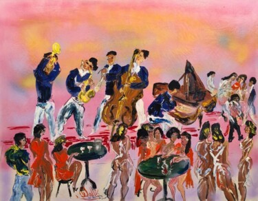 Malerei mit dem Titel "Le Quintette au Spl…" von Jean Wallis, Original-Kunstwerk, Öl Auf Keilrahmen aus Holz montiert