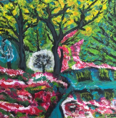 Le parc Peinture intitulée "Le parc" par Maria Helena De Macedo Benier, Œuvre d'art originale, Acrylique