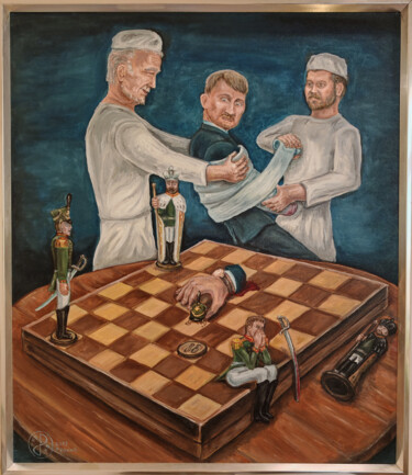 绘画 标题为“Chess piece riot (Б…” 由Konstantin Rudnev, 原创艺术品, 油