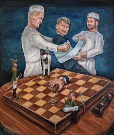 绘画 标题为“Chess piece riot (Б…” 由Konstantin Rudnev, 原创艺术品, 油