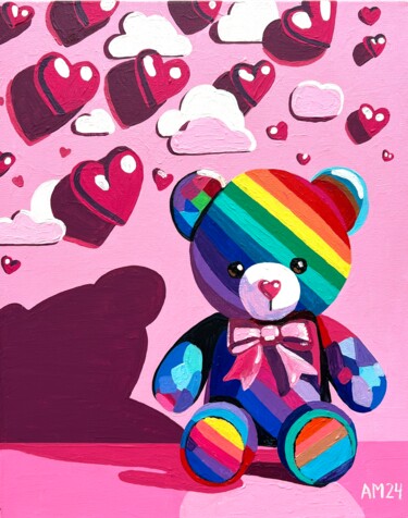 Schilderij getiteld "Love is in the air" door Anna Meyster, Origineel Kunstwerk, Acryl Gemonteerd op Frame voor houten branc…