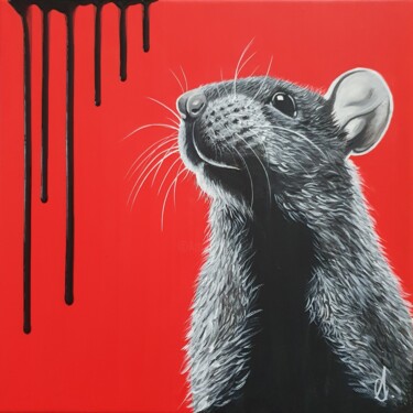 绘画 标题为“Rattus” 由Amandine B., 原创艺术品, 丙烯 安装在木质担架架上