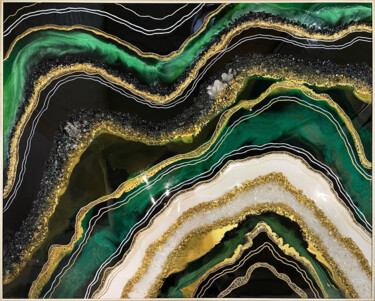 Картина срез камня эпоксидной смолой жеода resin art geode 绘画 标题为“Картина срез камня…” 由Наталья Комар, 原创艺术品, 颜料