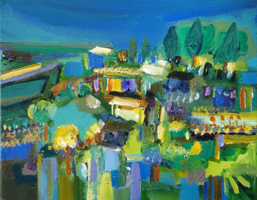 Painting titled "Des morceaux d'univ…" by Muriel Cayet, Original Artwork, Acrylic Mounted on Wood Stretcher frame