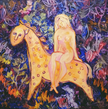 Enchantment of the Mythic Steed 绘画 标题为“Enchantment of the…” 由Tatyana Pchelnikova, 原创艺术品, 丙烯 安装在木质担架架上