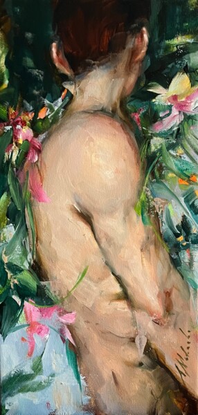 ORCHID BOY / TORSO OF A YOUNG MAN Painting titled "ORCHID BOY / TORSO…" by Elena Mashajeva-Agraphiotis, Original Artwork, Oil