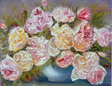 Peinture intitulée "Explosion of Peonies" par Olga Minasyan, Œuvre d'art originale, Acrylique
