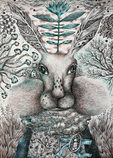 A strange creature #3. Rabbit "A strange creature…" başlıklı Resim Anastasia Cherezova tarafından, Orijinal sanat, Mürekkep