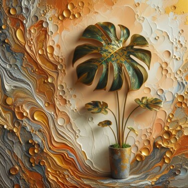 Digital Arts titled "Verdant Solace" by Abstract Bliss, Original Artwork, Digital Painting
