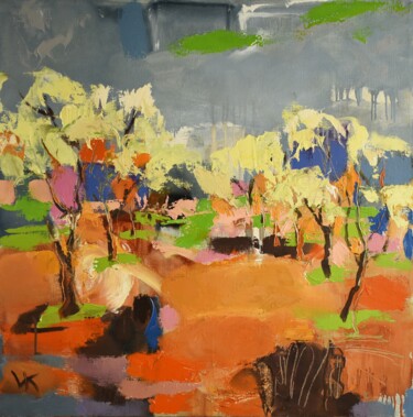 Le Jardin en Fleur Peinture intitulée "Le Jardin en Fleur" par Volodymyr Kolesnyk, Œuvre d'art originale, Huile Monté sur Châssis en bois