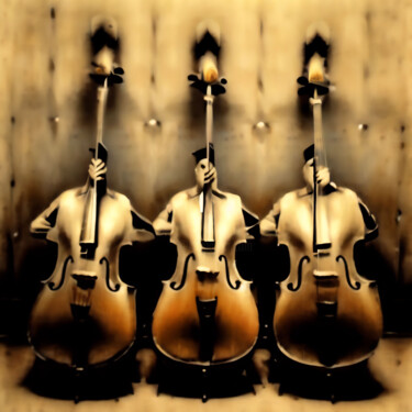 数字艺术 标题为“TRIO” 由Josep Domènech, 原创艺术品, AI生成的图像 安装在纸板上