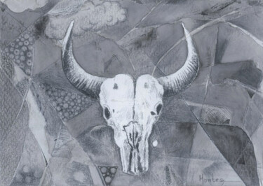绘画 标题为“Calavera de buey” 由José Luis Montes, 原创艺术品, 铅笔