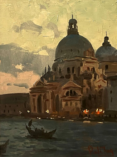 Pittura intitolato "Venice Sunset #11" da Paul Cheng, Opera d'arte originale, Olio Montato su Cartone