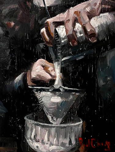 Pintura intitulada "The Best Cocktails…" por Paul Cheng, Obras de arte originais, Óleo Montado em Cartão