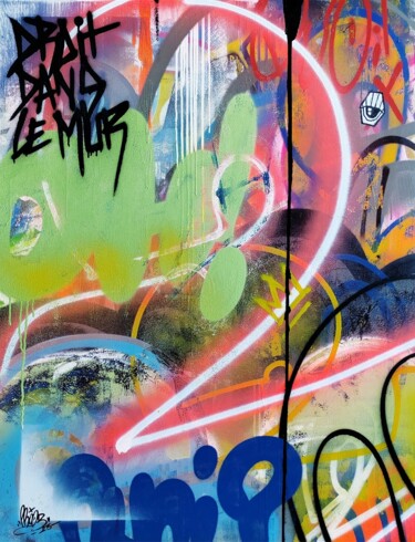 Droit dans le mur Peinture intitulée "Droit dans le mur" par Prooz, Œuvre d'art originale, Bombe aérosol Monté sur Châssis en bois