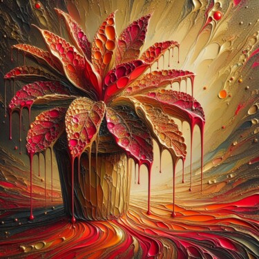 Digital Arts titled "Crimson Solace" by Abstract Bliss, Original Artwork, Digital Painting