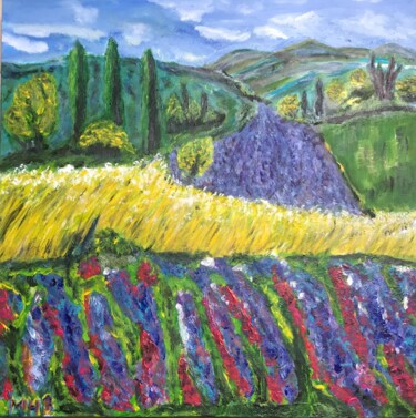 Peinture intitulée "Paysage de Provence" par Maria Helena De  Macedo  Benier, Œuvre d'art originale, Acrylique