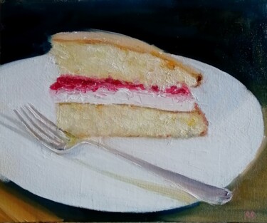 Painting titled "Cake" by Rosemary Burn, Original Artwork, Oil