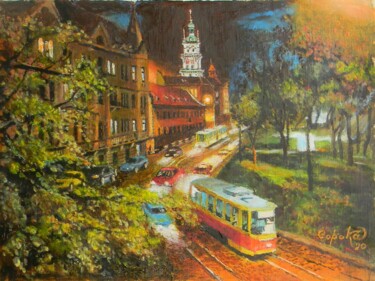 "Поздний вечер на ул…" başlıklı Tablo Виктор Сорока tarafından, Orijinal sanat, Petrol