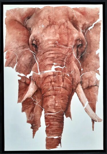 绘画 标题为“Tête d'Eléphant.” 由Fred Bonna, 原创艺术品, 油