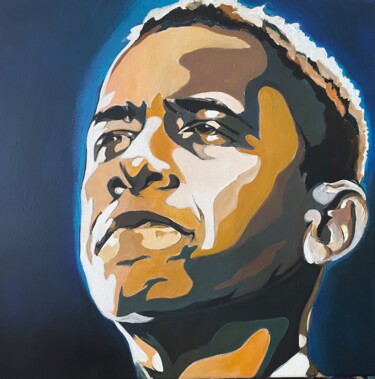 Malarstwo zatytułowany „OBAMA” autorstwa Babeth Puech, Oryginalna praca, Akryl Zamontowany na Drewniana rama noszy
