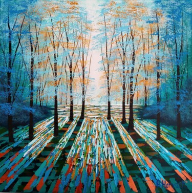 Forest Daydream Schilderij getiteld "Forest Daydream" door Amanda Horvath, Origineel Kunstwerk, Acryl Gemonteerd op Frame voor houten branca…