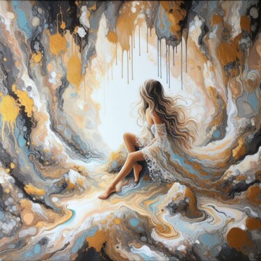 Digital Arts titled "Solitude's Embrace" by Abstract Bliss, Original Artwork, Digital Painting
