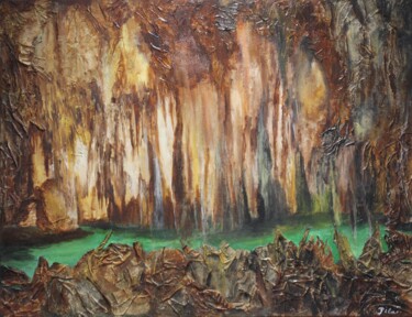 Painting titled "THE CAVE" by Pilar Megias, Original Artwork, Acrylic