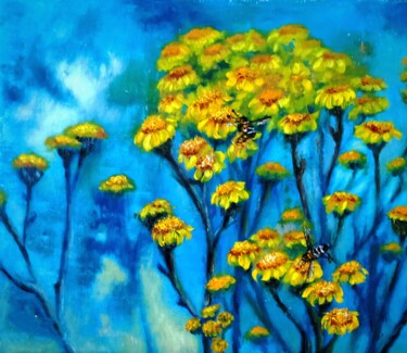 Peinture intitulée "Collecteur de pollen" par Svetlana Dushina, Œuvre d'art originale, Huile Monté sur Carton