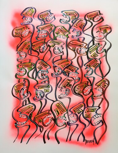 Peinture intitulée "Nématoïdes des plai…" par Delphine Dessein, Œuvre d'art originale, Acrylique