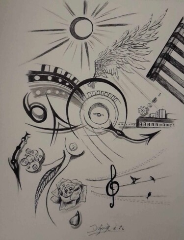 Disegno intitolato "Immuable" da Laurence Dufour, Opera d'arte originale, Penna gel