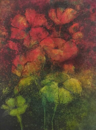绘画 标题为“Blushing flowers” 由Hélène Carmona, 原创艺术品, 丙烯